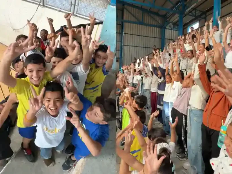 Gazze Hamidiye Yetim Okulu'nda yetim &ouml;ğrenciler i&ccedil;in d&uuml;zenlenen spor ve moral etkinliği