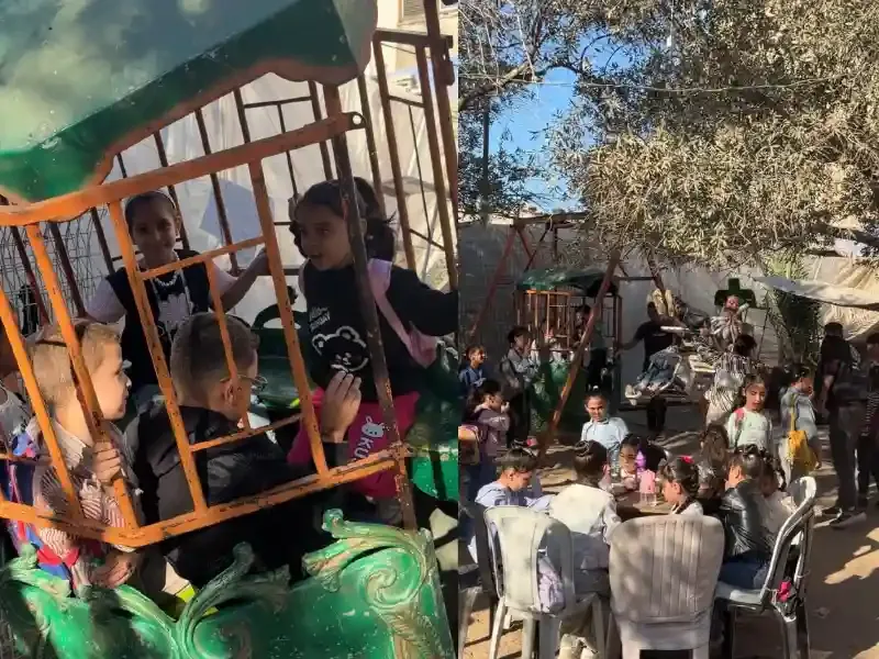 Gazze Hamidiye Yetim Okulu öğrencilerinin oyun parkı ve hayvanat bahçesi gezisinde eğlendiği anlar