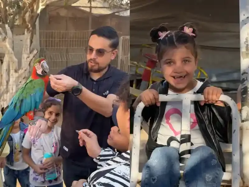 Gazze Hamidiye Yetim Okulu öğrencilerinin oyun parkı ve hayvanat bahçesi gezisinde eğlendiği anlar