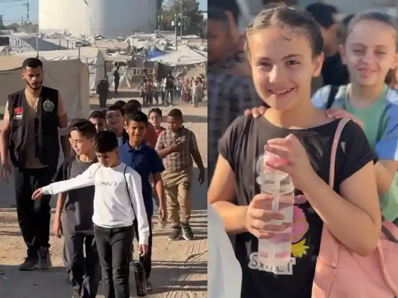 Gazze Hamidiye Yetim Okulu öğrencilerinin oyun parkı ve hayvanat bahçesi gezisinde eğlendiği anlar