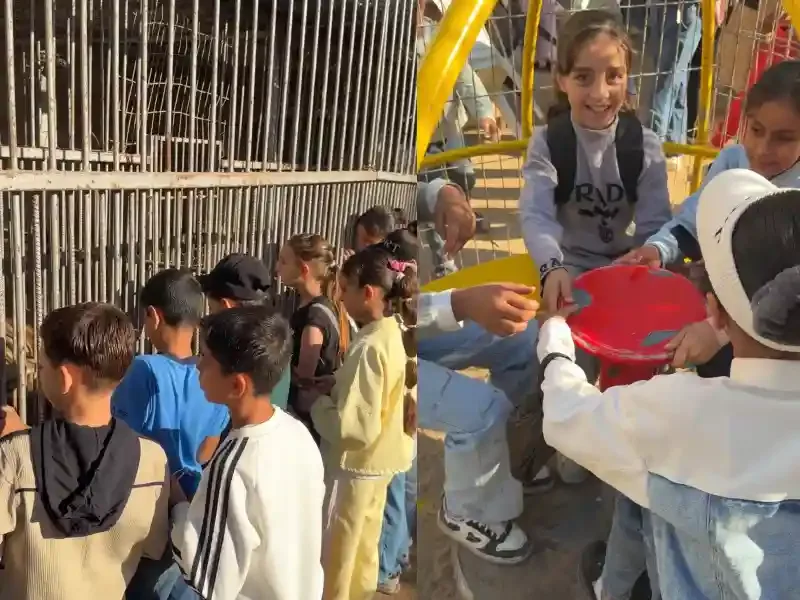 Gazze Hamidiye Yetim Okulu öğrencilerinin oyun parkı ve hayvanat bahçesi gezisinde eğlendiği anlar